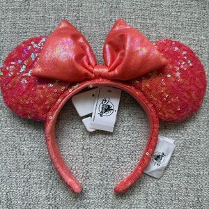 Disney Vibrant Coral Sequin Minnie Ears